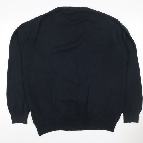 GANT Men’s Blue 2XL Crew Neck Cotton Logo Knit Pullover Jumper