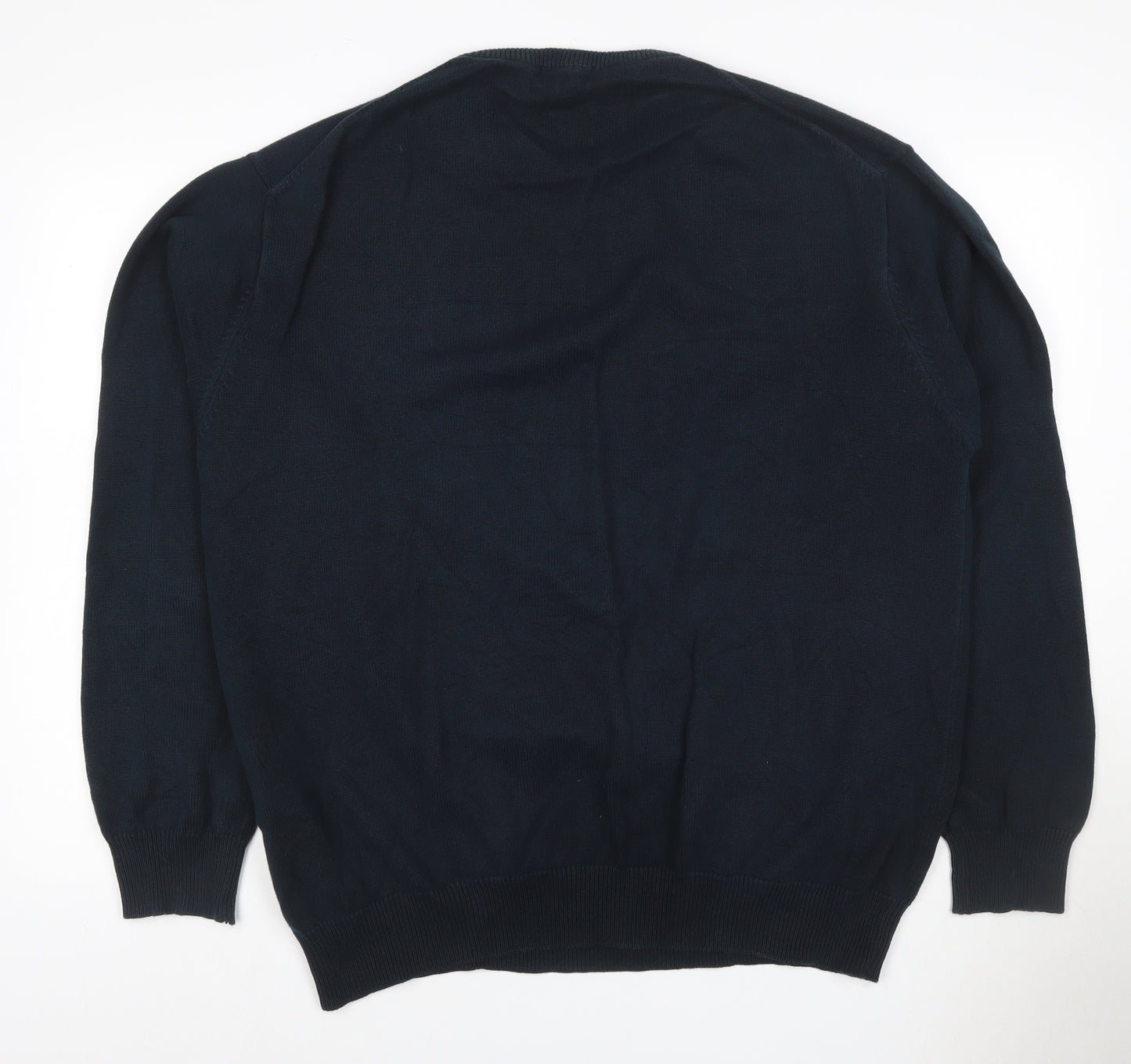 GANT Men’s Blue 2XL Crew Neck Cotton Logo Knit Pullover Jumper