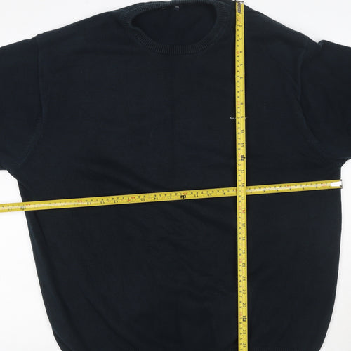 GANT Men’s Blue 2XL Crew Neck Cotton Logo Knit Pullover Jumper