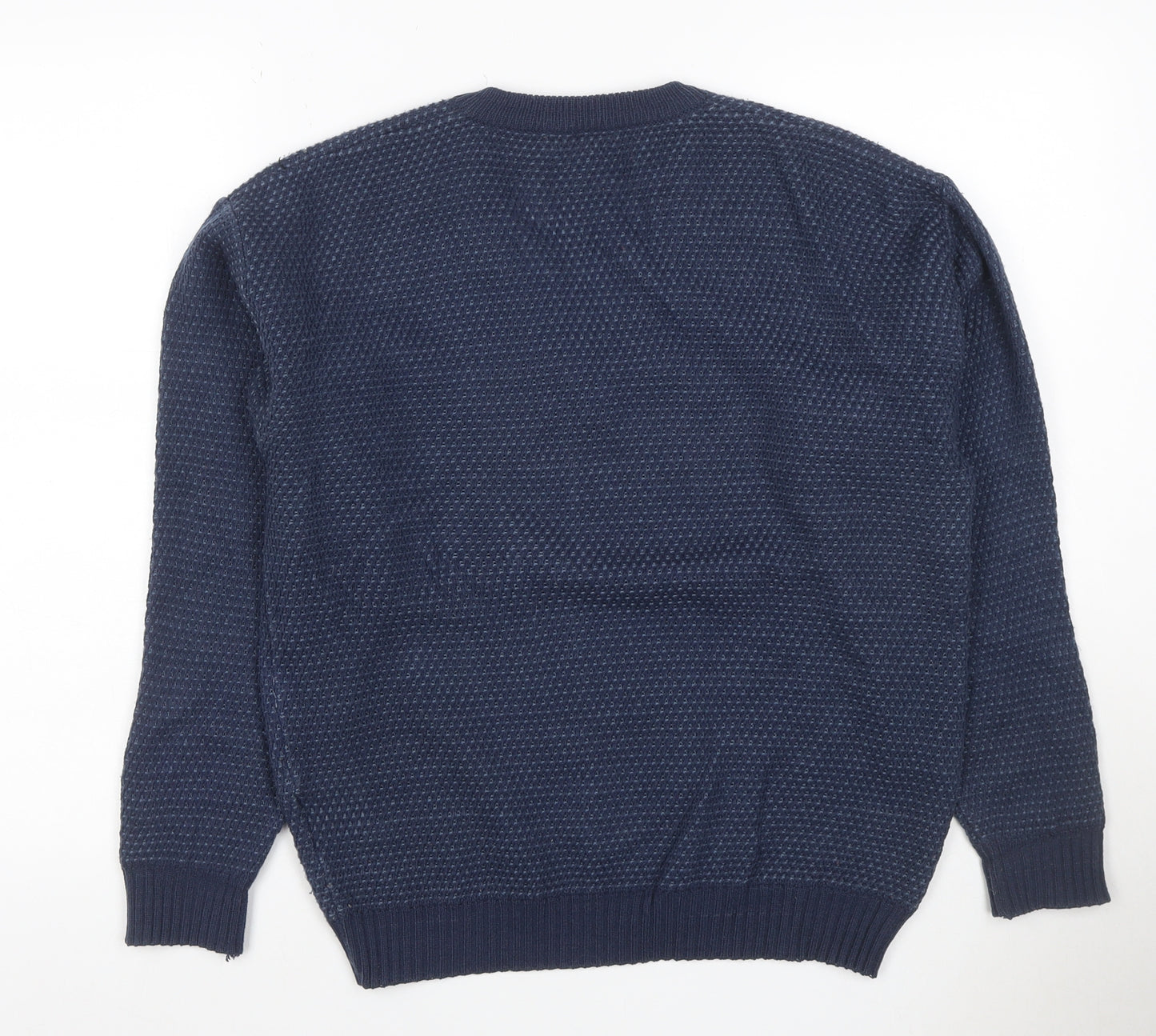 Tootal Mens Blue M V-Neck Waffle Knit Acrylic Pullover Jumper