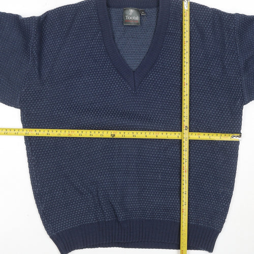 Tootal Mens Blue M V-Neck Waffle Knit Acrylic Pullover Jumper