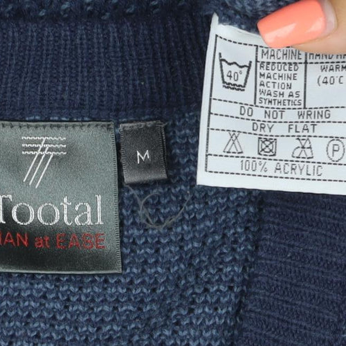 Tootal Mens Blue M V-Neck Waffle Knit Acrylic Pullover Jumper