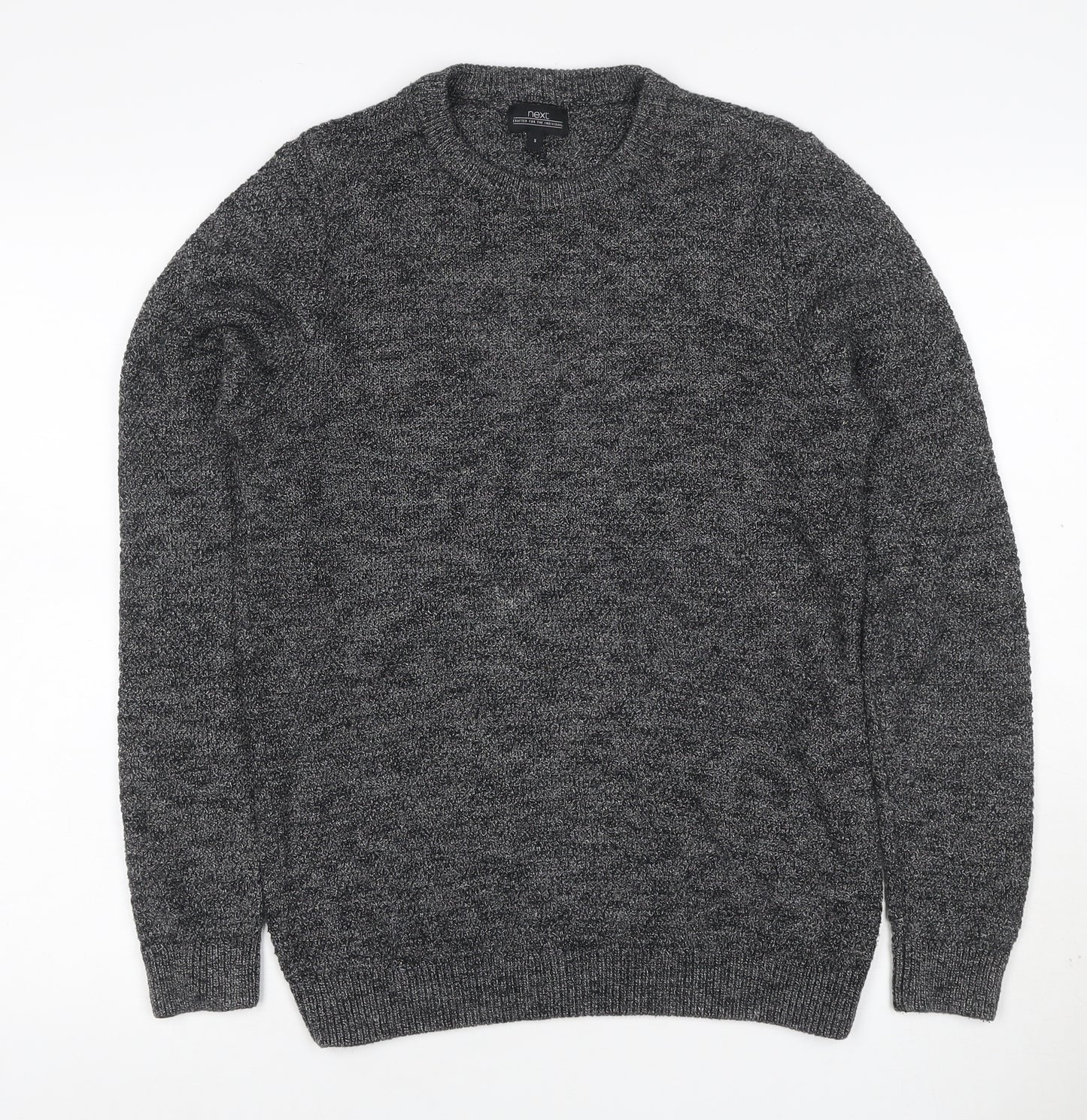 Next Men’s Grey Marl Chunky Knit Crew Neck Pullover Jumper Size S