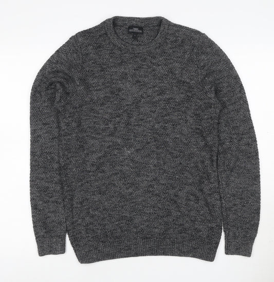 Next Men’s Grey Marl Chunky Knit Crew Neck Pullover Jumper Size S