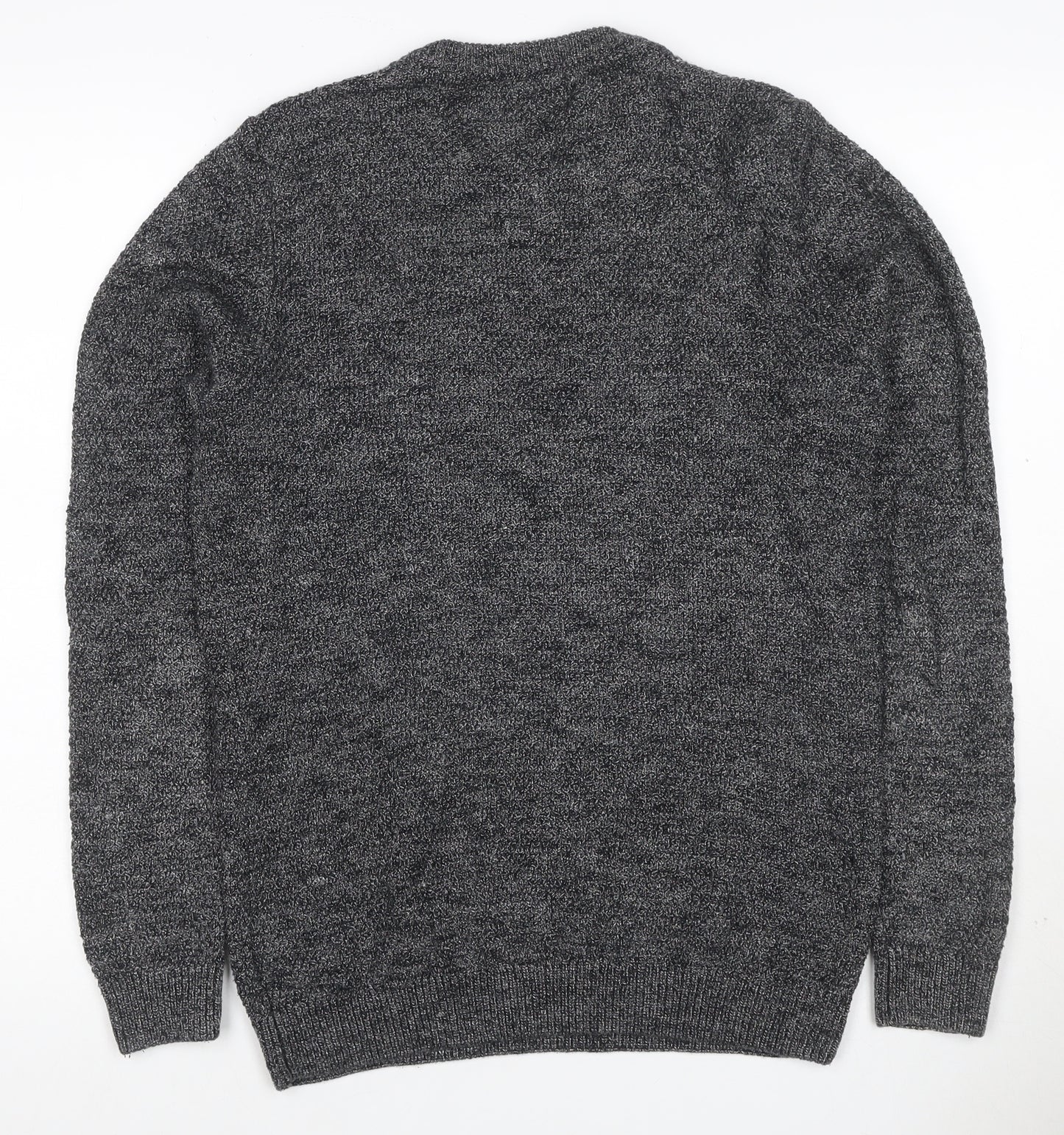 Next Men’s Grey Marl Chunky Knit Crew Neck Pullover Jumper Size S