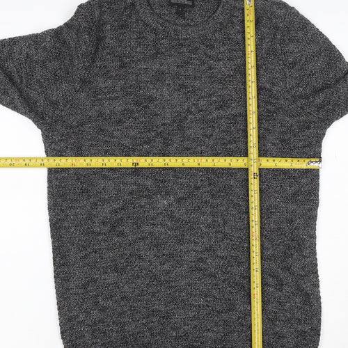 Next Men’s Grey Marl Chunky Knit Crew Neck Pullover Jumper Size S