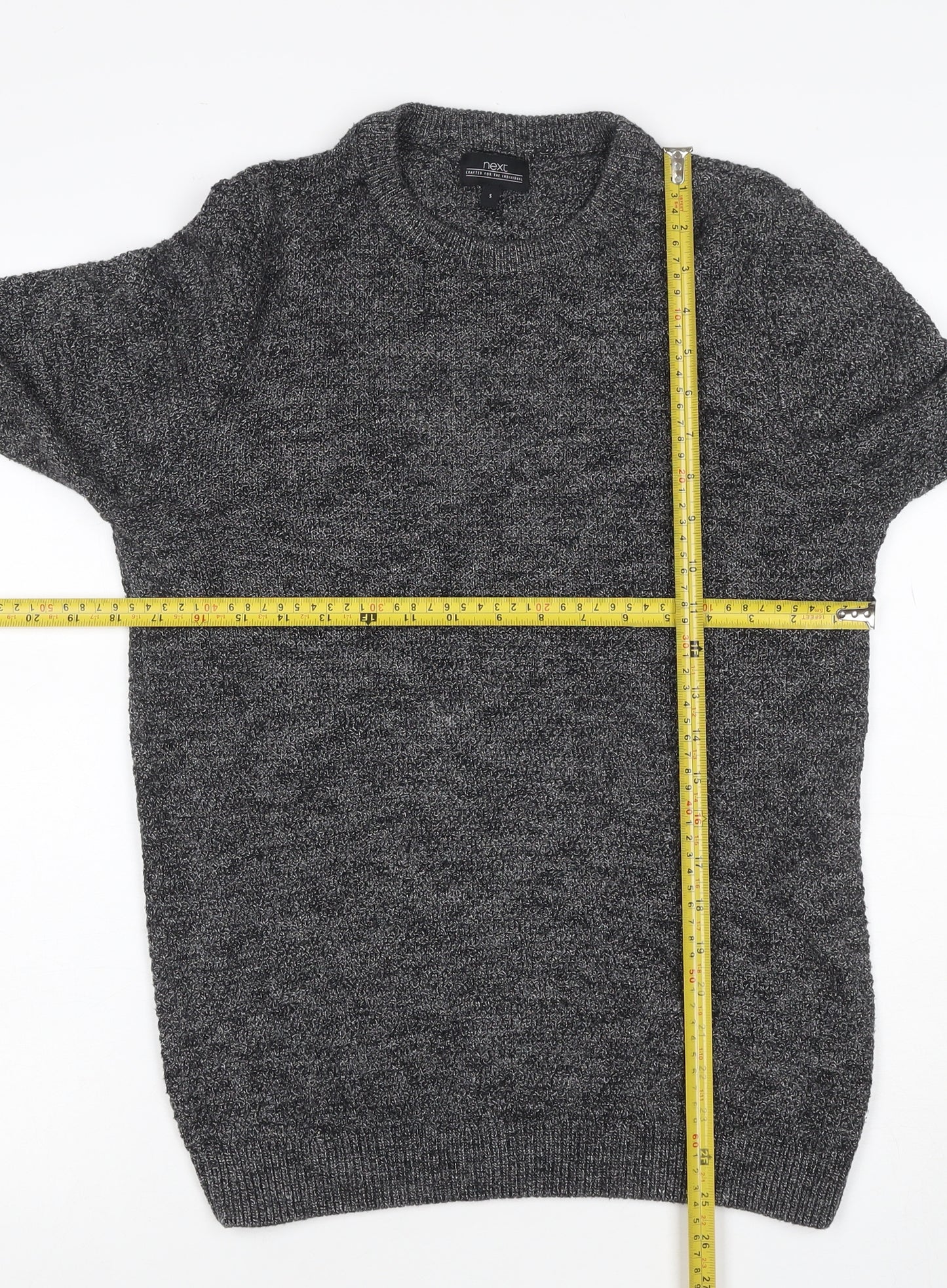 Next Men’s Grey Marl Chunky Knit Crew Neck Pullover Jumper Size S