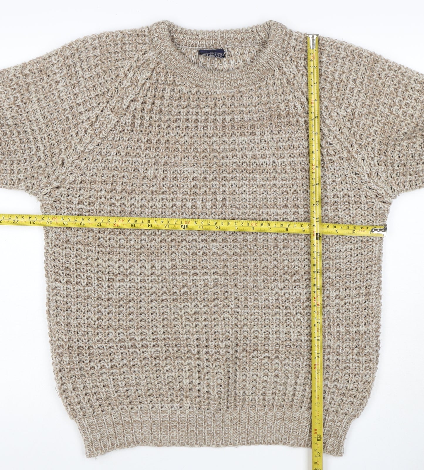 C&A Men’s Beige M Chunky Knit Acrylic Crew Neck Pullover Vintage
