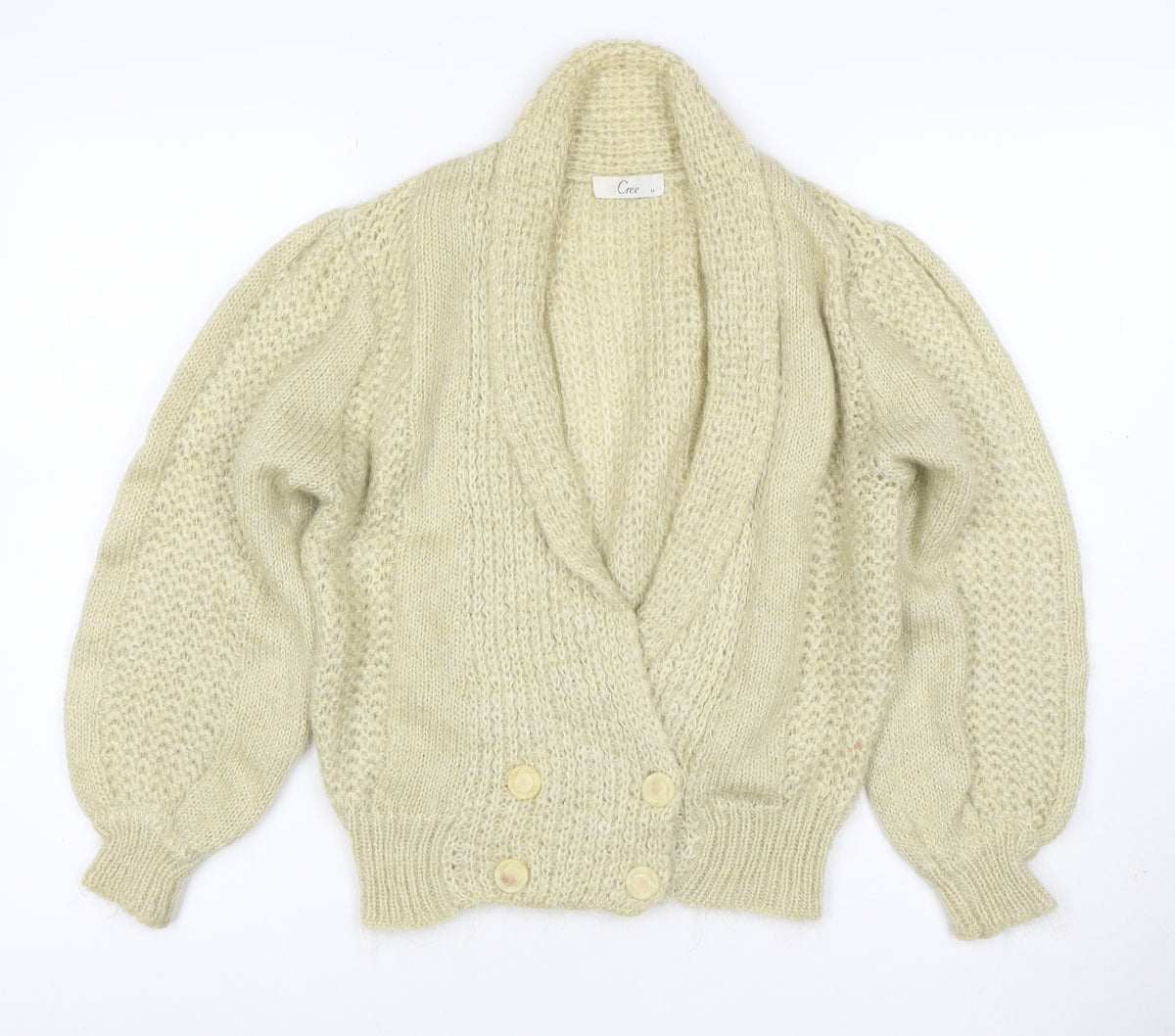 Back view of Crée Women Ivory M Chunky Knit Button Cardigan Long Sleeve