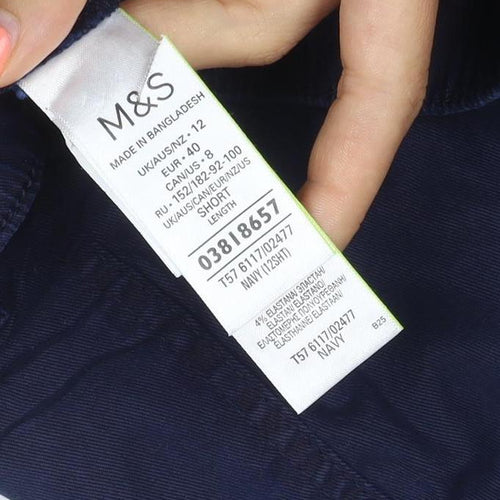 M&S Women Blue Size 12 Regular Tencel Rich Cargo Trousers Cuffed