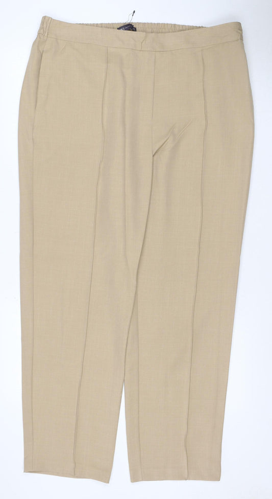 Marks and Spencer Women's Beige UK 20 Regular Wide-Leg Viscose Trousers