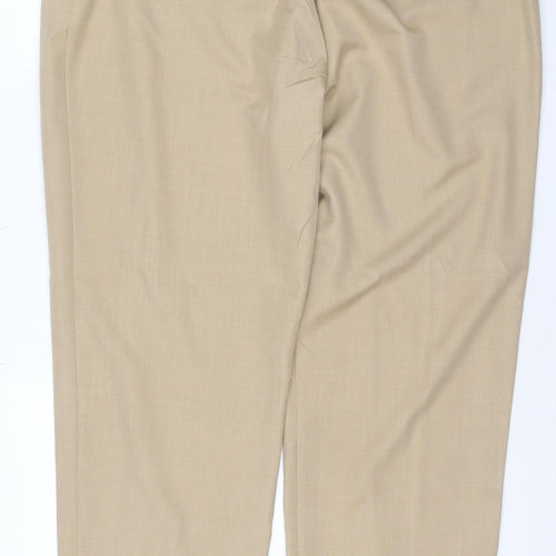 Marks and Spencer Women's Beige UK 20 Regular Wide-Leg Viscose Trousers