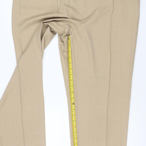 Marks and Spencer Women's Beige UK 20 Regular Wide-Leg Viscose Trousers