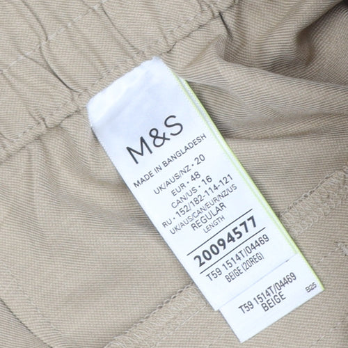 Marks and Spencer Women's Beige UK 20 Regular Wide-Leg Viscose Trousers