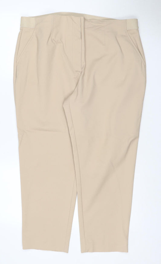 Marks and Spencer Women Beige Size 20 Stretch Pull-On Straight Trousers