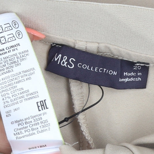 Marks and Spencer Women Beige Size 20 Stretch Pull-On Straight Trousers