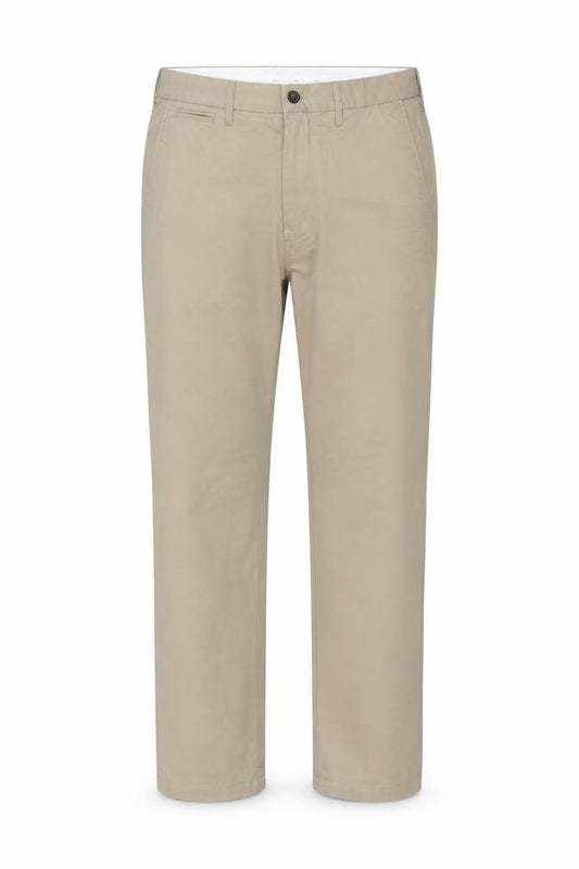 Front view of Marks & Spencer Men’s Beige 32in Straight Chino Trousers Adjustable Waist