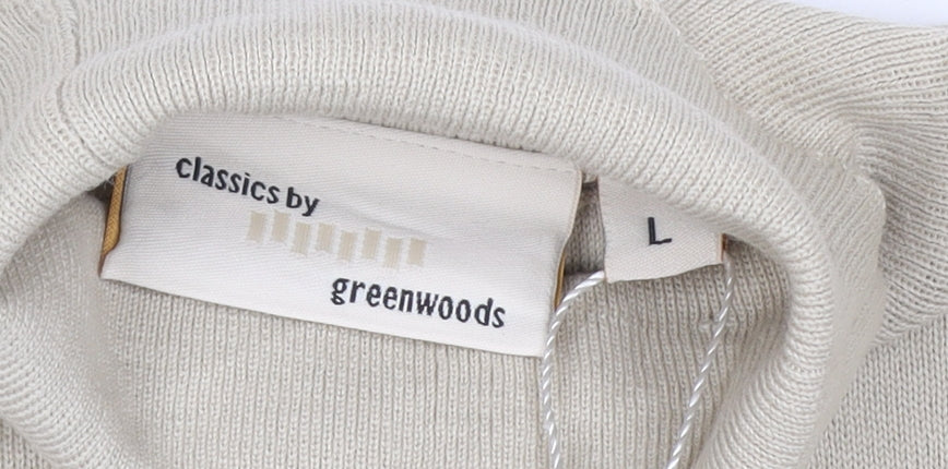 Greenwoods Men's Beige L Roll Neck Cotton Acrylic Knit Pullover Jumper
