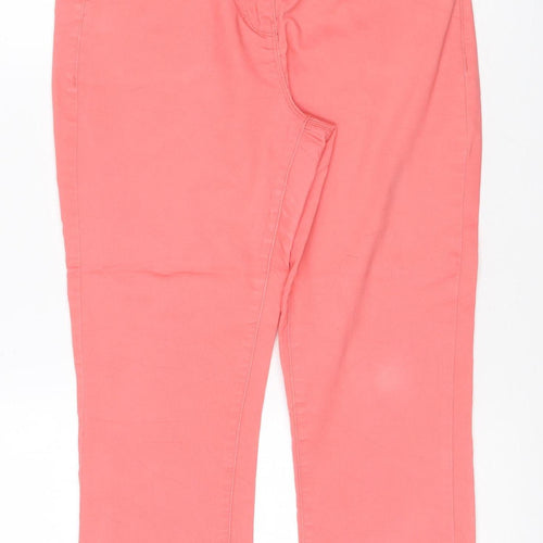 Red Herring Women Pink UK 12 Cropped Straight Leg Cotton Trousers