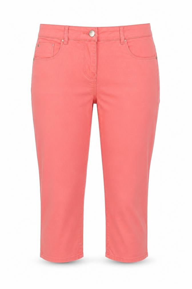 Red Herring Women Pink UK 12 Cropped Straight Leg Cotton Trousers
