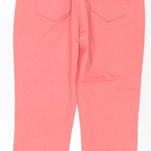 Red Herring Women Pink UK 12 Cropped Straight Leg Cotton Trousers