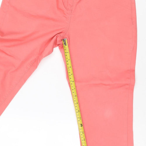 Red Herring Women Pink UK 12 Cropped Straight Leg Cotton Trousers
