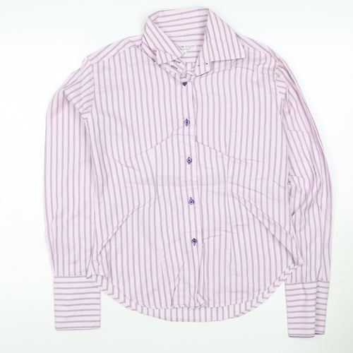 Coton Doux Women Pink Purple Striped Cotton Button-Up Shirt UK 12