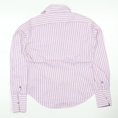 Coton Doux Women Pink Purple Striped Cotton Button-Up Shirt UK 12