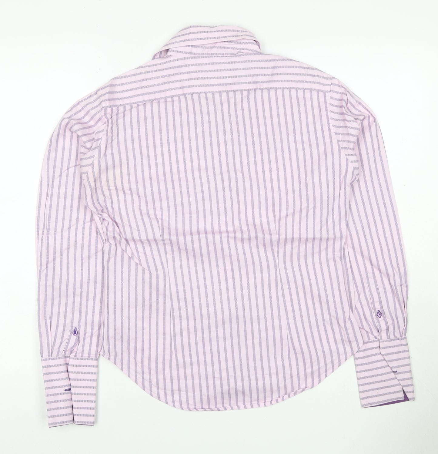 Coton Doux Women Pink Purple Striped Cotton Button-Up Shirt UK 12