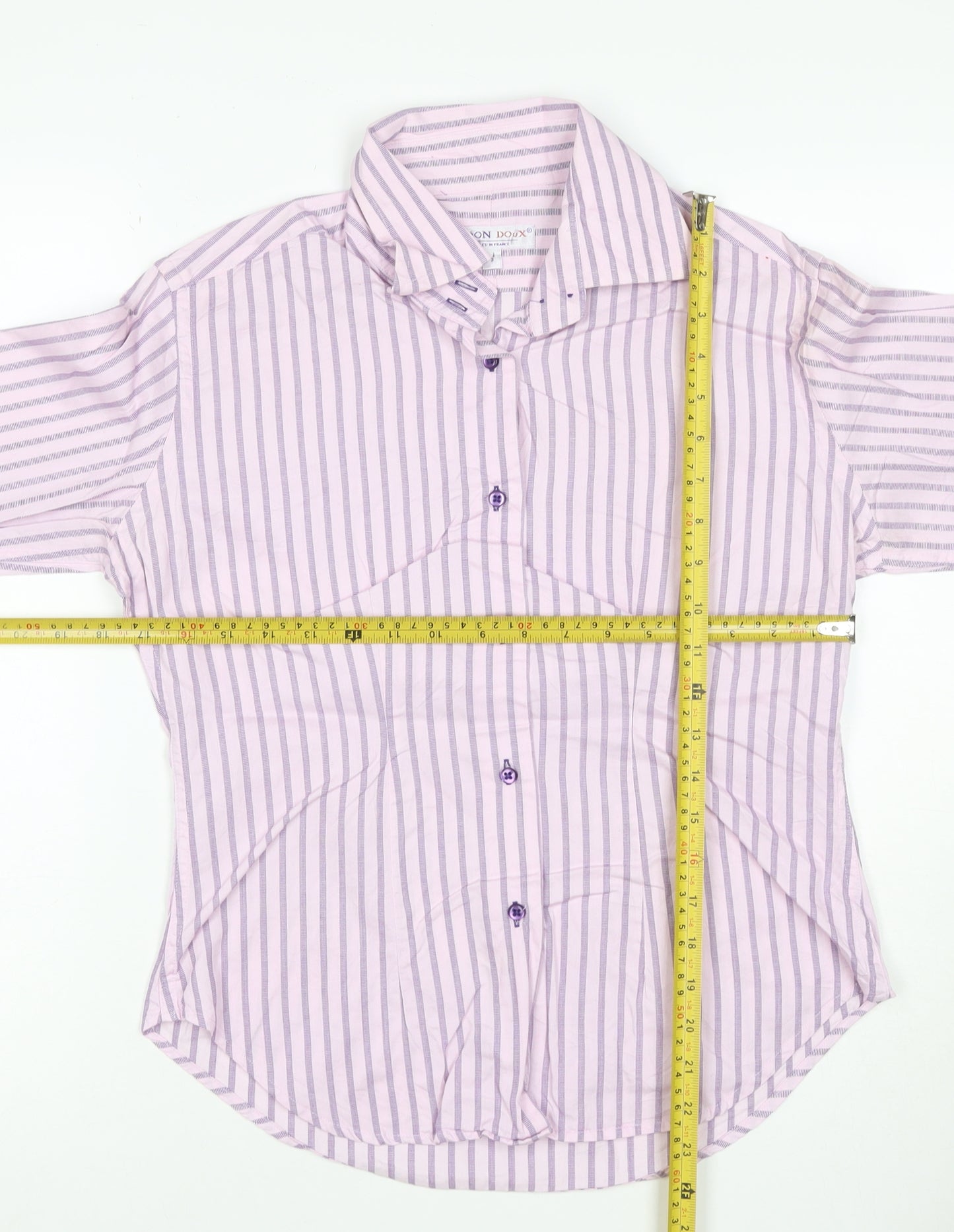 Coton Doux Women Pink Purple Striped Cotton Button-Up Shirt UK 12