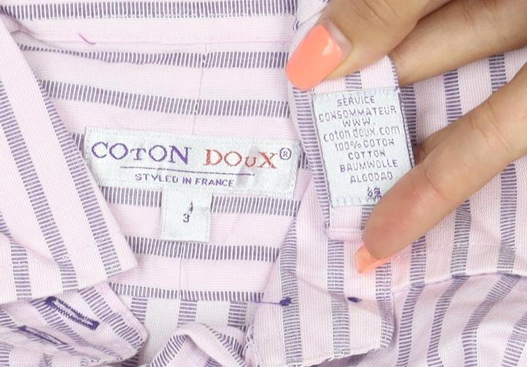 Coton Doux Women Pink Purple Striped Cotton Button-Up Shirt UK 12