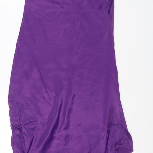 Zara Women Purple S Long Satin Chain Strap Slip Maxi Party Dress