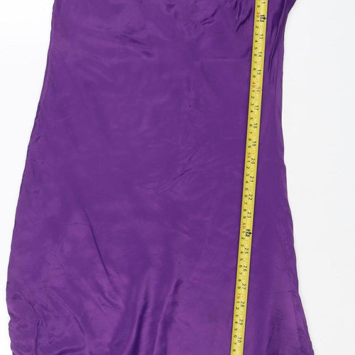 Zara Women Purple S Long Satin Chain Strap Slip Maxi Party Dress