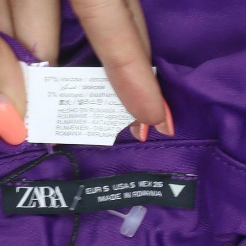 Zara Women Purple S Long Satin Chain Strap Slip Maxi Party Dress