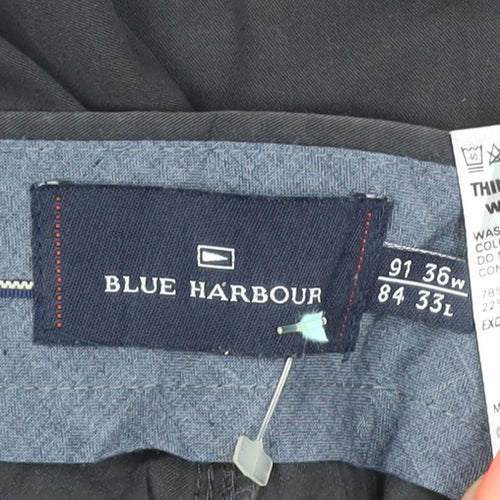 Marks and Spencer Blue Harbour Men's Black 36W 33L Chino Trousers