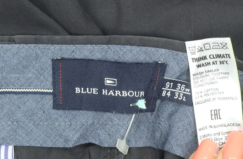 Marks and Spencer Blue Harbour Men's Black 36W 33L Chino Trousers