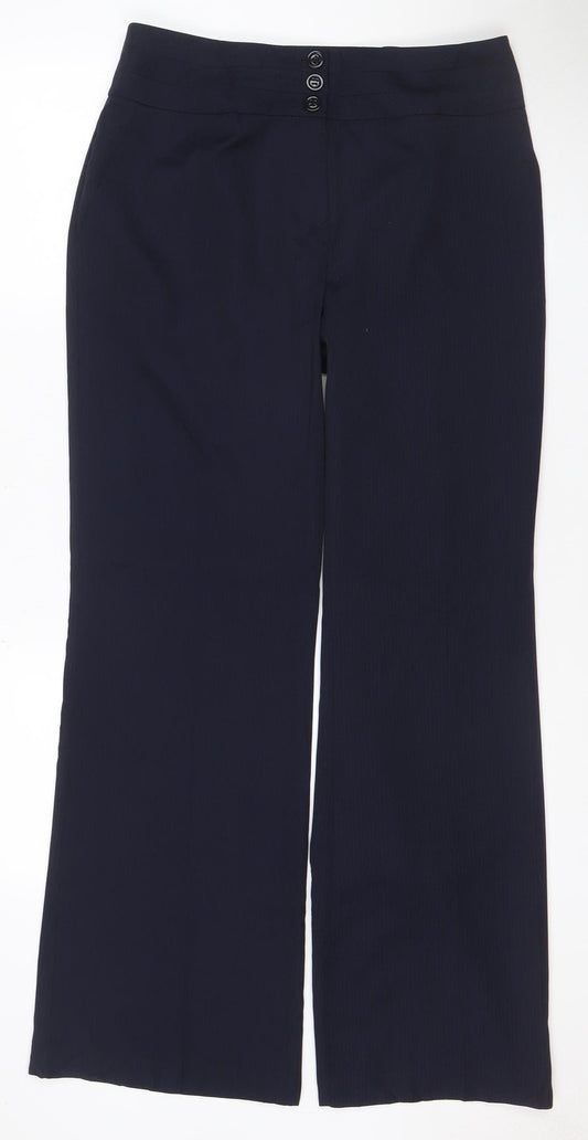Marks & Spencer Women Black UK 12 Long Wide-Leg Tailored Trousers