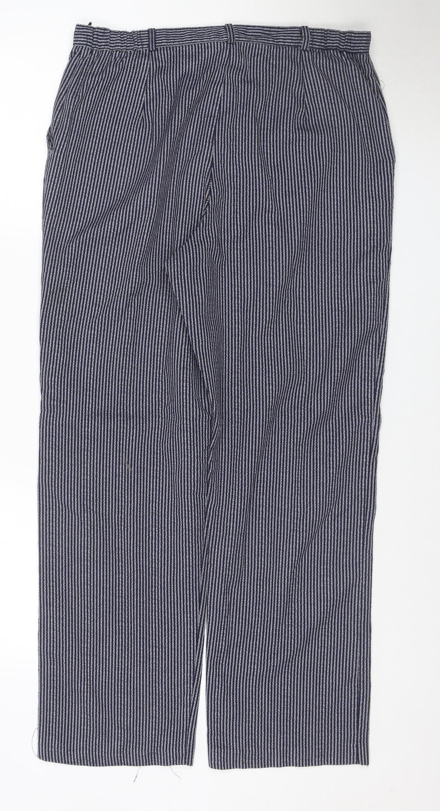 Country Collection Women’s Blue Stripe Trousers UK 16 30L Straight Leg