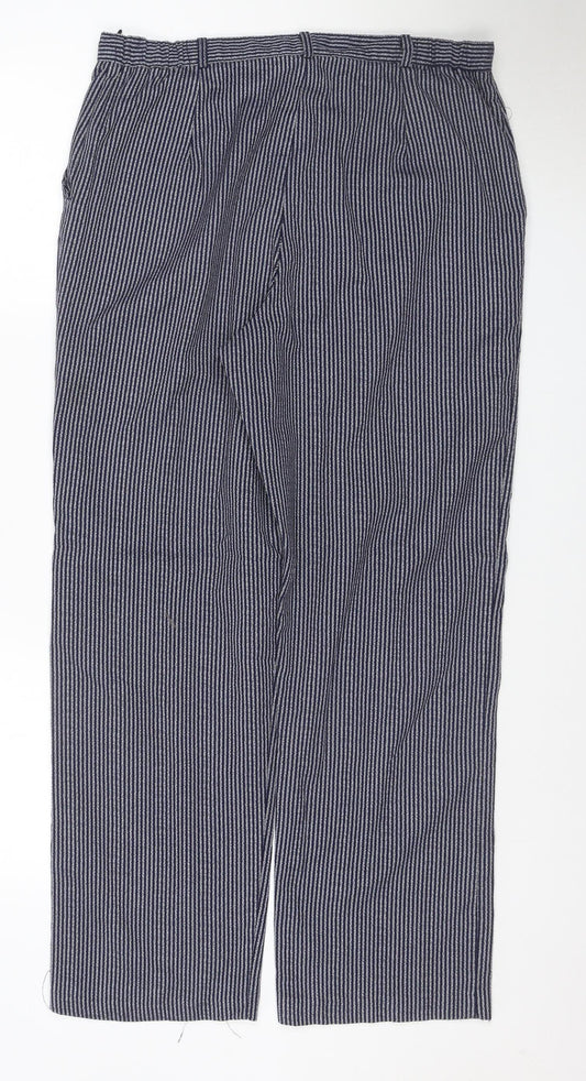 Country Collection Women’s Blue Stripe Trousers UK 16 30L Straight Leg