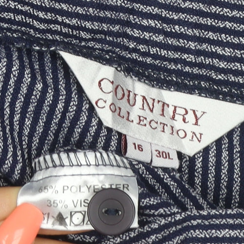 Country Collection Women’s Blue Stripe Trousers UK 16 30L Straight Leg