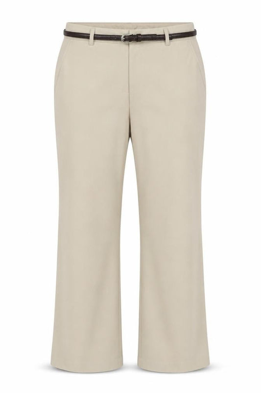 Front view of Maine New England Women Beige UK 14R Tailored Straight Trousers Belt