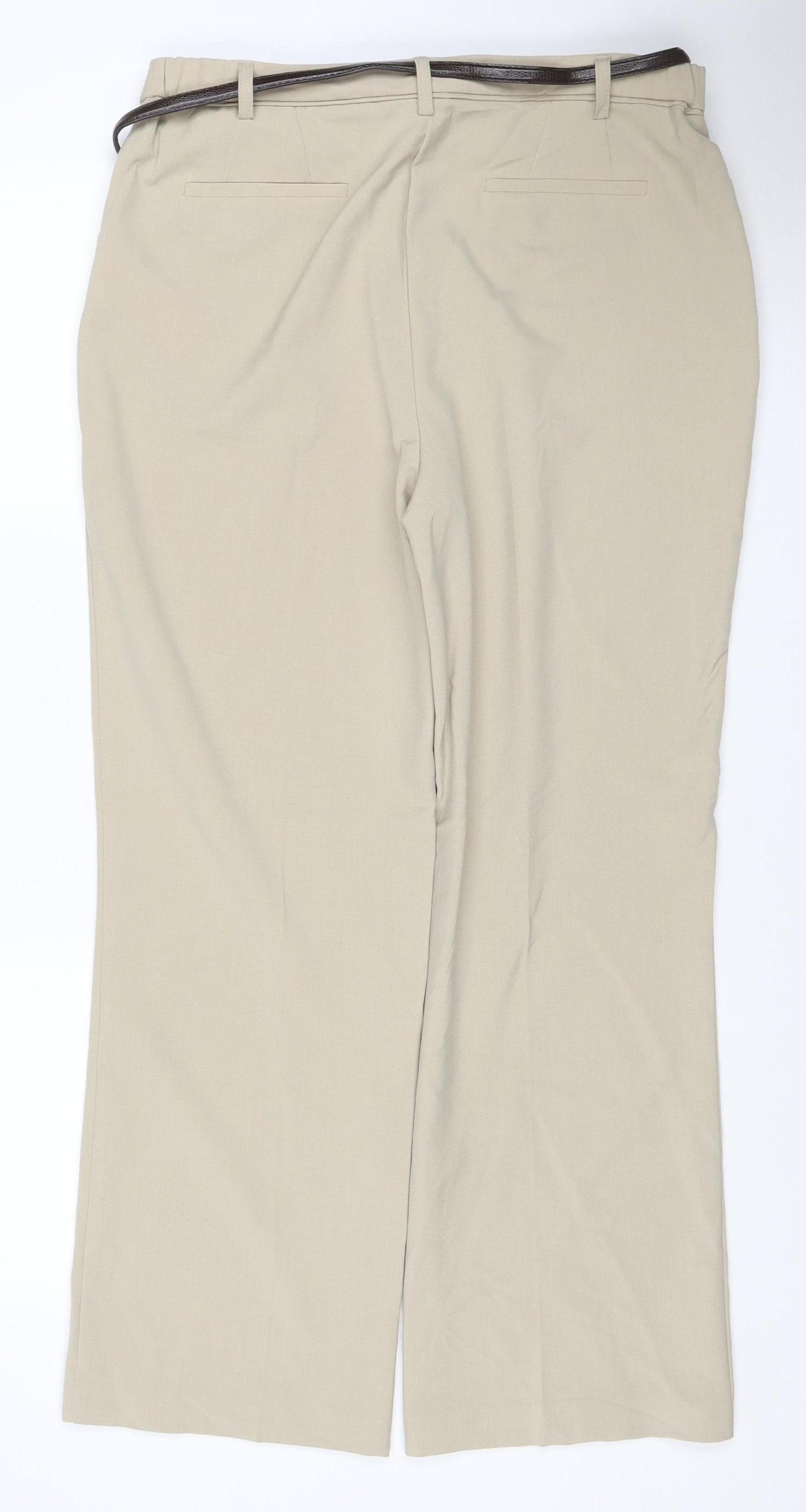 Maine New England Women Beige UK 14R Tailored Straight Trousers Belt
