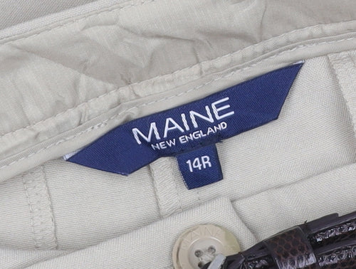Maine New England Women Beige UK 14R Tailored Straight Trousers Belt