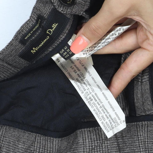 Massimo Dutti Men Grey Check Wool Tapered Dress Trousers W32