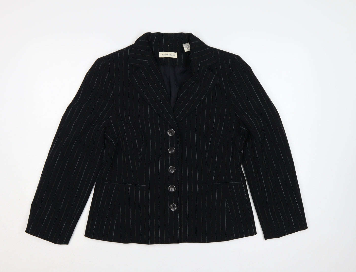 Amanda Smith Women’s Black Pinstripe Blazer Jacket UK 8 Lined