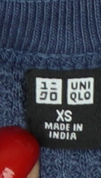 Uniqlo Men's Blue XS Waffle Knit Thermal Henley Long Sleeve T-Shirt