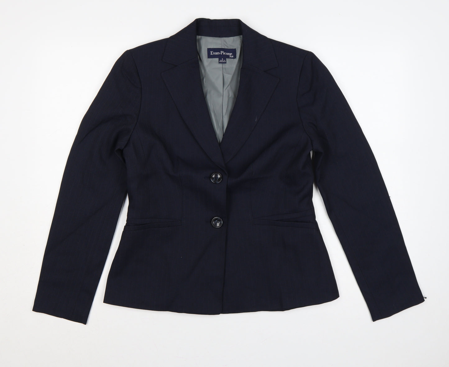 Evan-Picone Women Blue Pinstripe Blazer Size 4 Tailored Lined