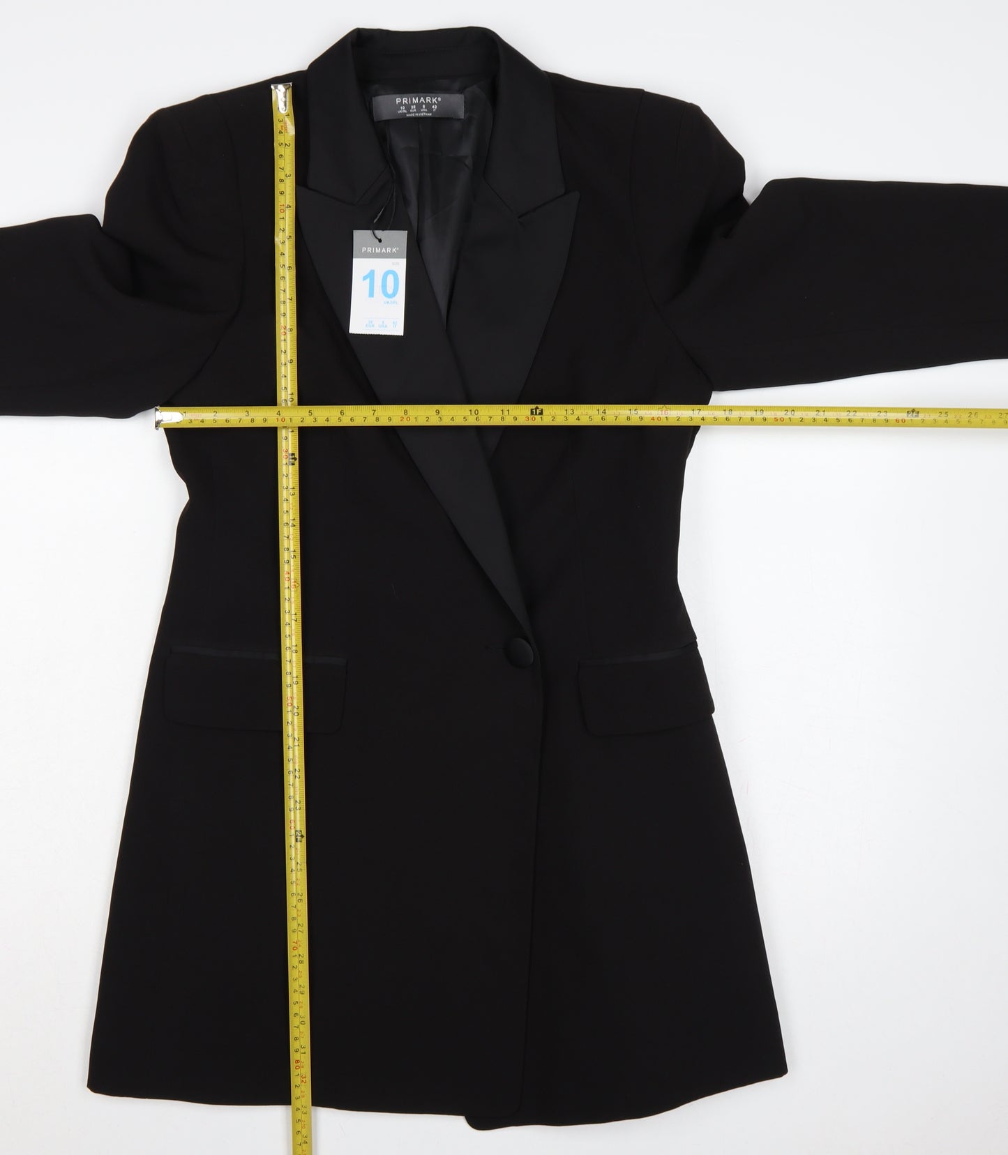 Primark Women’s Black UK 10 Tuxedo Blazer Shawl Lapel Formal Jacket
