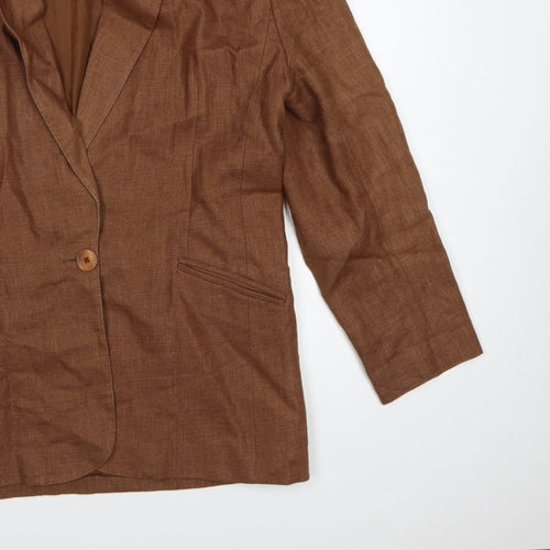 Braemar Women Brown Size 14 Lined One Button Notch Lapel Blazer
