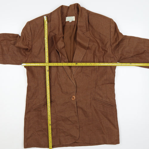 Braemar Women Brown Size 14 Lined One Button Notch Lapel Blazer